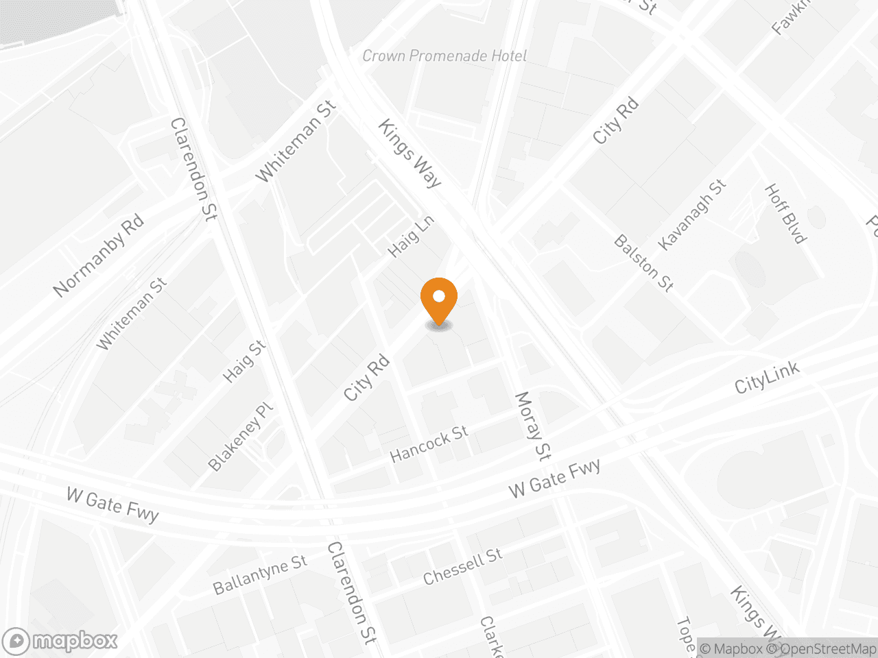 Map showing The Move's office at Level 1, 245 City Road, Southbank